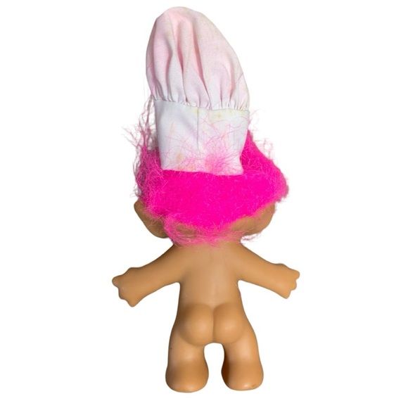Vtg Ace Novelty Treasure  Troll Doll Pink Hair Chef Apron With Hat Wishstone 90s - Picture 4 of 12